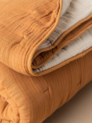 SAARDE Enes Quilted Bed Cover | Terracotta