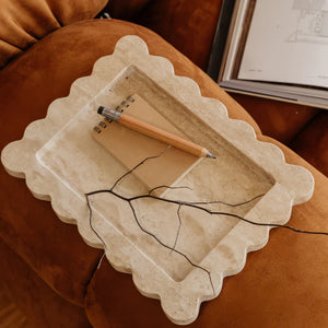 
            
                Load image into Gallery viewer, CoTheory Palazzo Medium Scalloped Tray Beige Travertine
            
        
