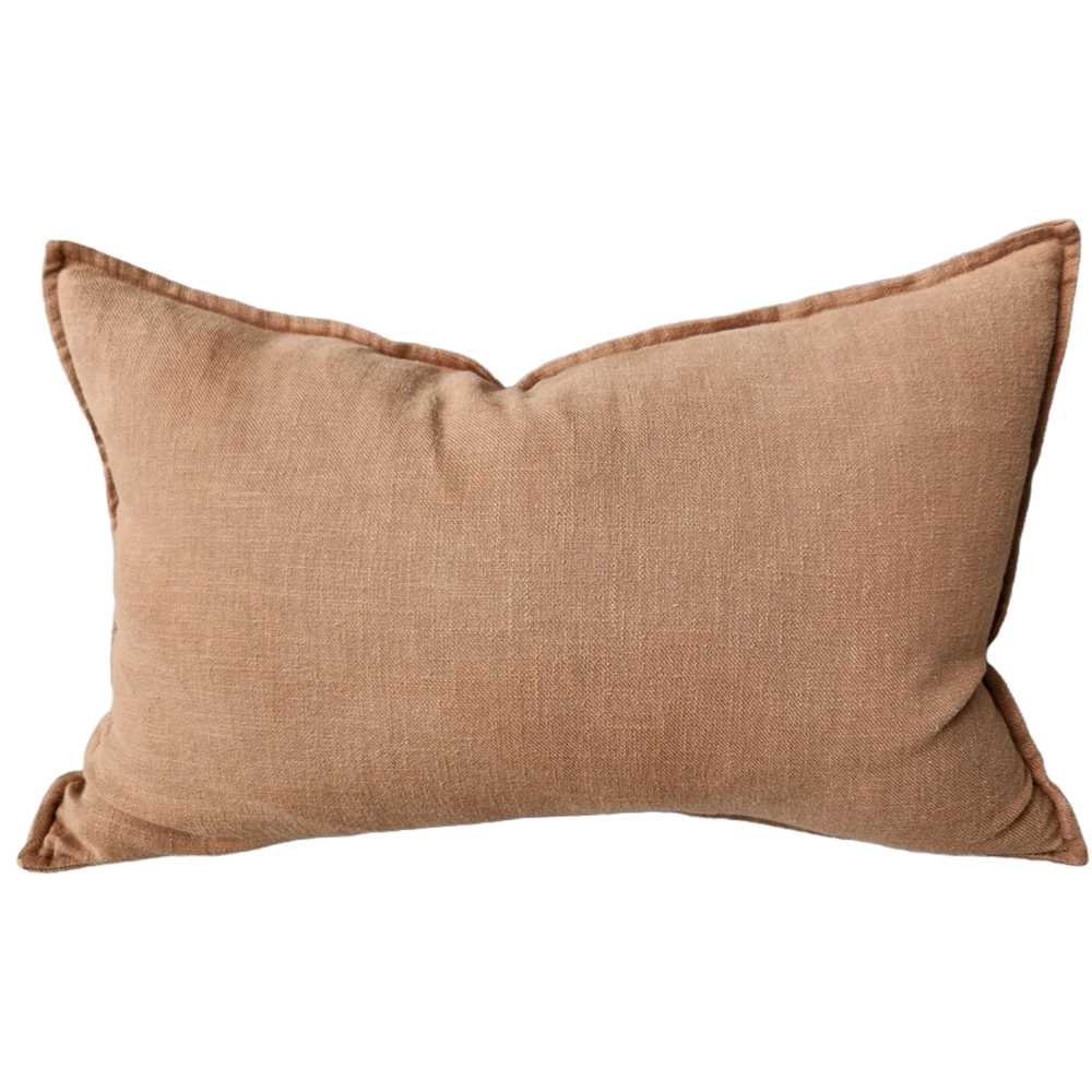 Millard Linen Cotton Cushion Lumbar - Nimes Peach Caramel