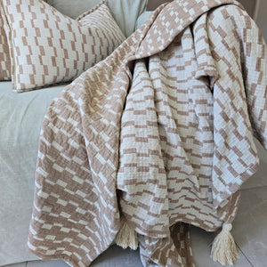 Mosaic Jacquard Double Sided Linen Cotton Throw