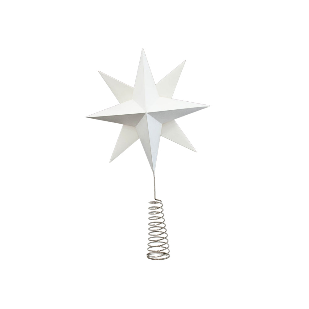 Tree Topper 3D Star Off-White w Metal Coil