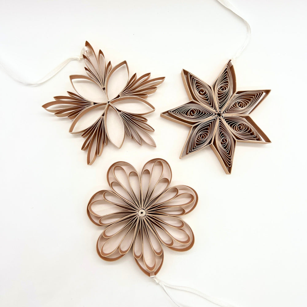 Quilling Star Trio - Flaxseed- H10cm 3pcs Set