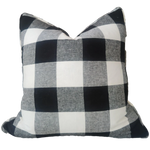 Bungalow Plaid Linen Cotton Cushion - Black & White