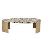 Oberon Curve Marble Coffee Table - Matt Ocean Marble - Natural Ash