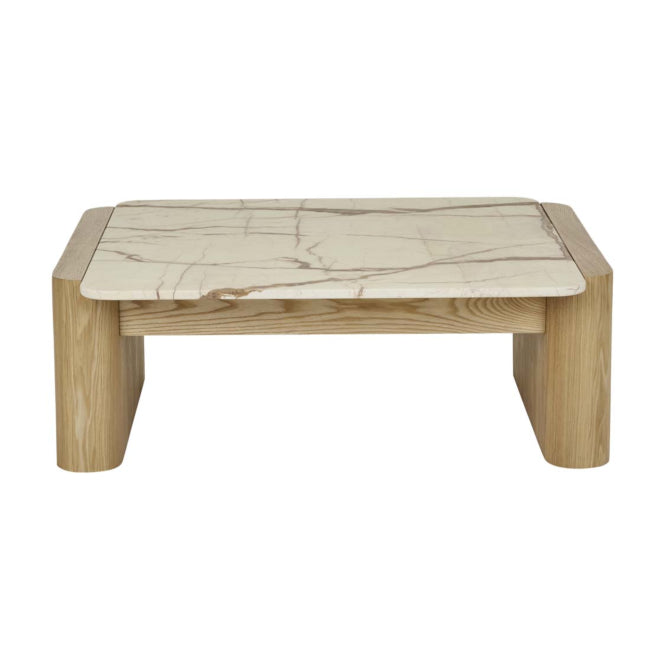 Floyd Square Marble Coffee Table - Brown Vein Marble - Natural Ash