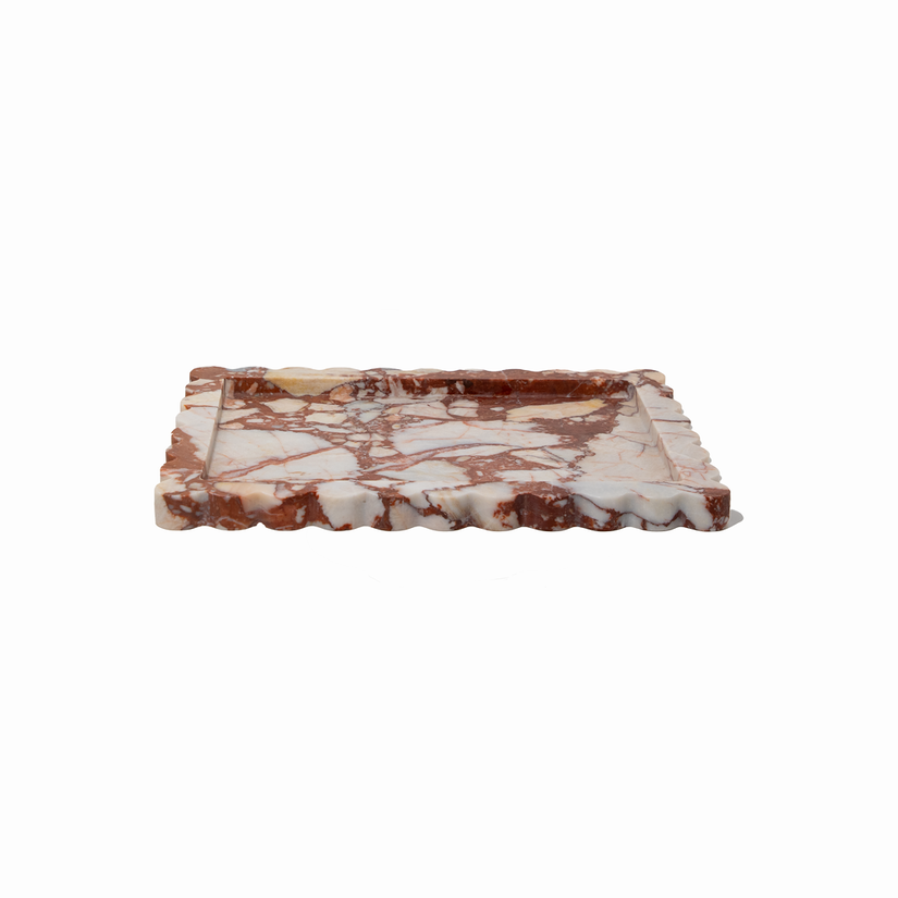 CoTheory Palazzo Large Scalloped Tray - Brown Calacatta