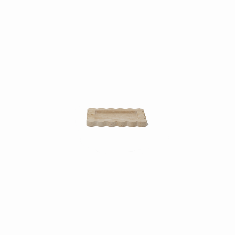 
            
                Load image into Gallery viewer, CoTheory Palazzo Small Scalloped Tray &amp;amp; Incense Holder Beige Travertine
            
        