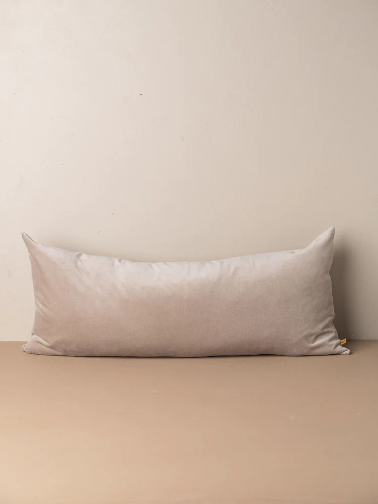 SAARDE Linen/Velvet Bolster Cushion | Stone