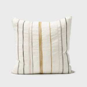 
            
                Load image into Gallery viewer, Moro Linen Cushion - White with Multicoloured Stitching
            
        