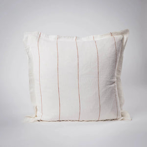 Carter Linen Cushion - White and Nutmeg Stripe