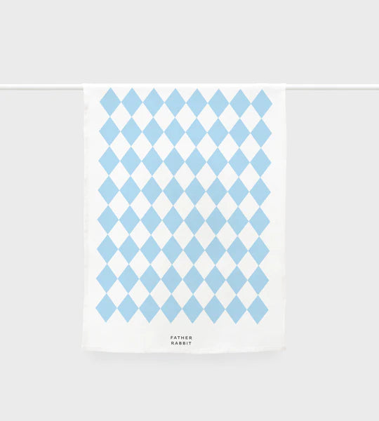 
            
                Load image into Gallery viewer, Father Rabbit | Tea Towel | Blue Diamonds
            
        