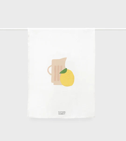 
            
                Load image into Gallery viewer, Father Rabbit | Tea Towel | Jug With Lemon
            
        
