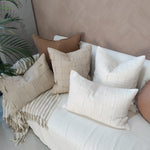 Shabby Chic Heavy Weight French Linen Cotton Cushion - Intertwined White