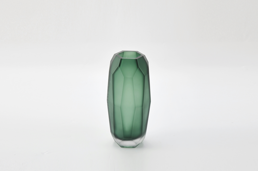 Radiant Vase Etched Emerald Small