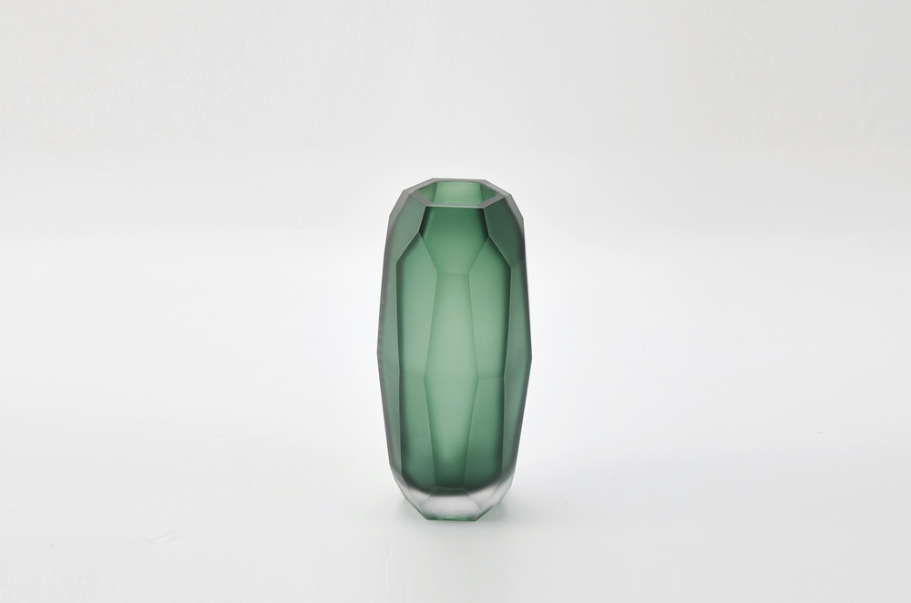 Radiant Vase Etched Emerald Tall
