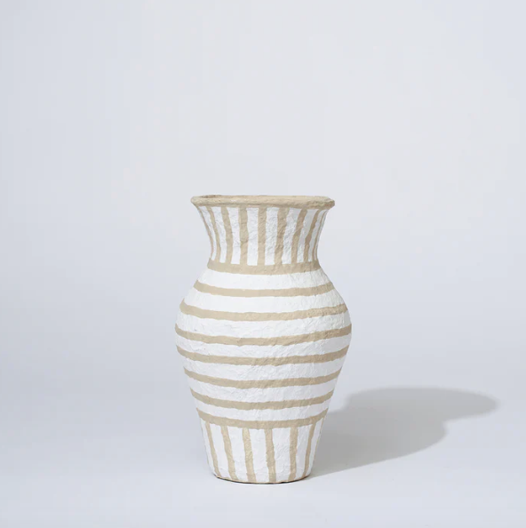 COTTON MACHE TALL VESSEL HONEY STRIPE