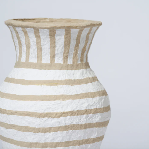 COTTON MACHE TALL VESSEL HONEY STRIPE