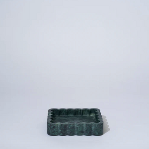 MARBLE RECTANGLE RIBBED CATCHALL EMERALD