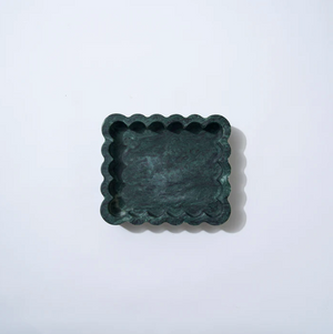 MARBLE RECTANGLE RIBBED CATCHALL EMERALD