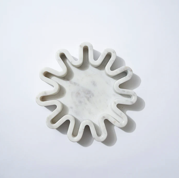 MARBLE ROUND SQUIGGLE CATCHALL WHITE MARLE