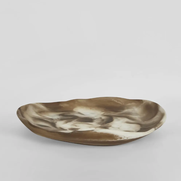 HALO SWIRL RESIN SERVING PLATTER MEDIUM LATTE