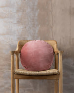 Linen/Velvet Round Cushion | Guava