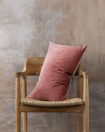 Linen/Velvet Cushion | Guava