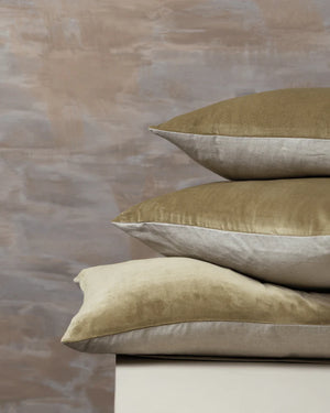 SAARDE Linen/Velvet Bolster Cushion | Olive