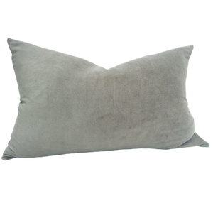 Fontainebleau Cotton Velvet & French Linen Two Sided Feather Filled Cushion - Moss Green