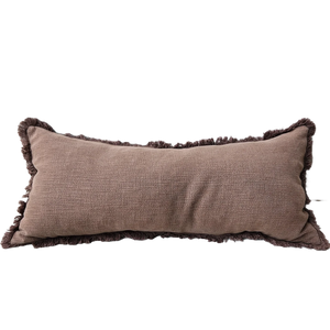 Millard Heavy Weight French Linen Cushion Lumbar Feather Filled - Champêtre Chocolate Brown