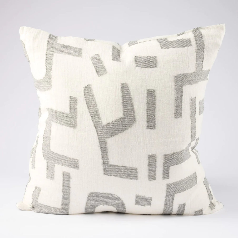 Antico Linen Cushion - White/Slate