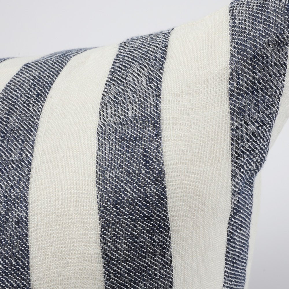 Santi Linen Cushion - White/Navy Stripe