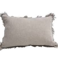 Riviera Heavy Weight Texture French Linen Fringed Edge Cushion