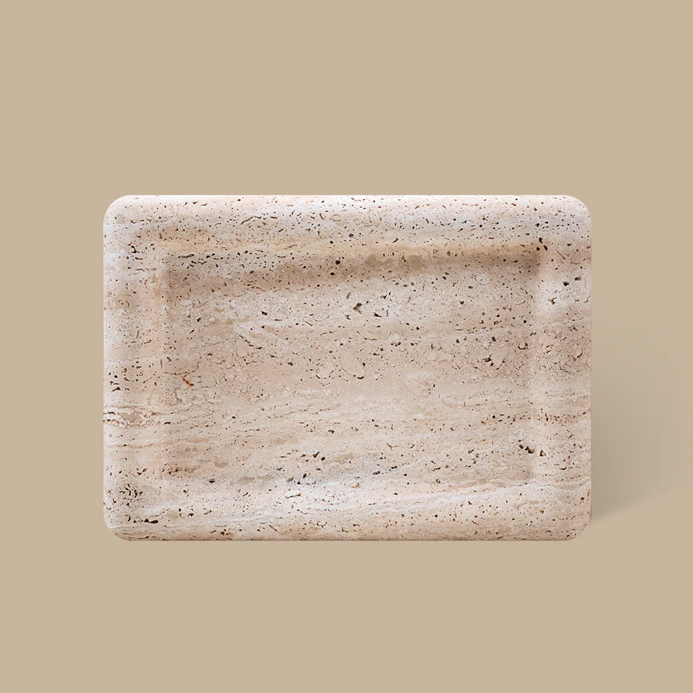 Halo Rectangle Tray - Travertine