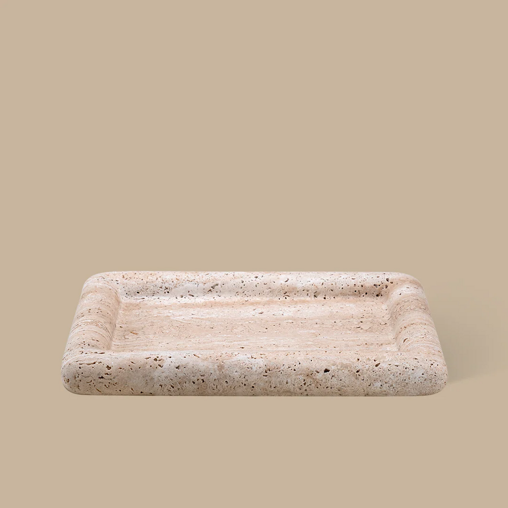 Halo Rectangle Tray - Travertine
