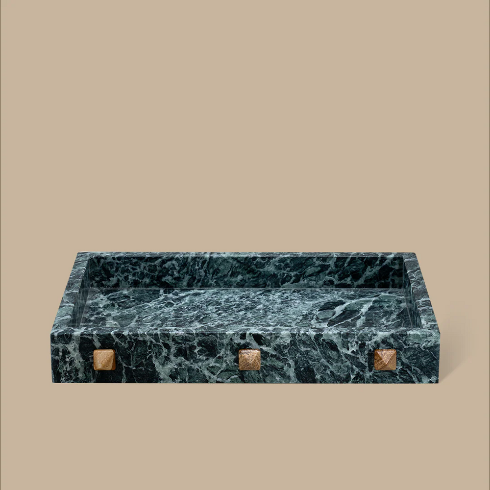 Forma Rectangle Tray - Verde Alpi Marble with Rivets