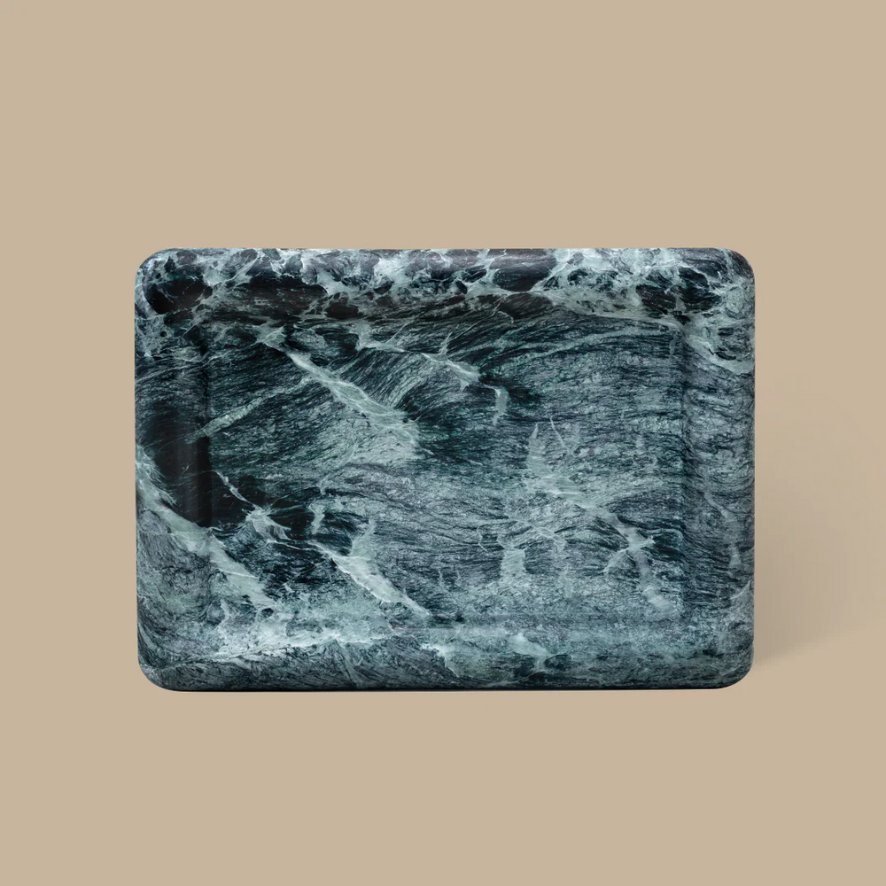 Halo Rectangle Tray - Verde Alpi Marble