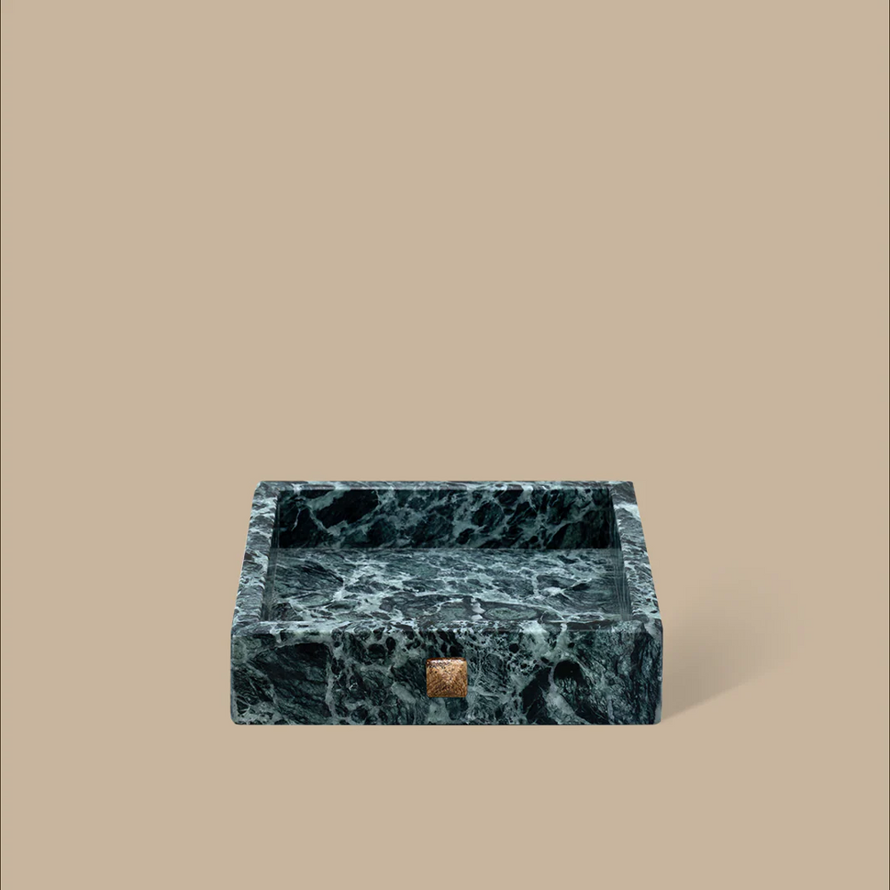 Forma Square Tray - Verde Alpi Marble with Rivets
