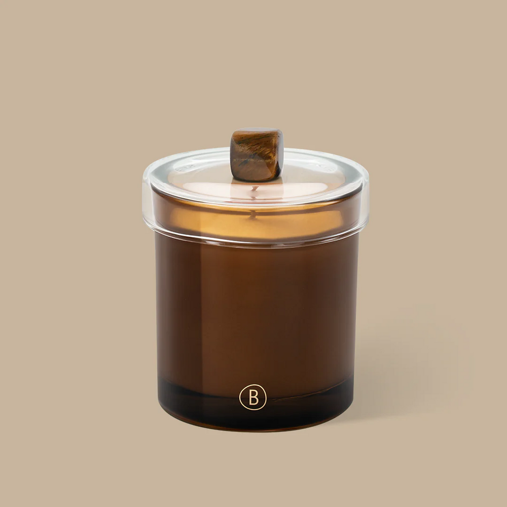 Vetiver & Fig Scented Candle w Tiger Eye Lid