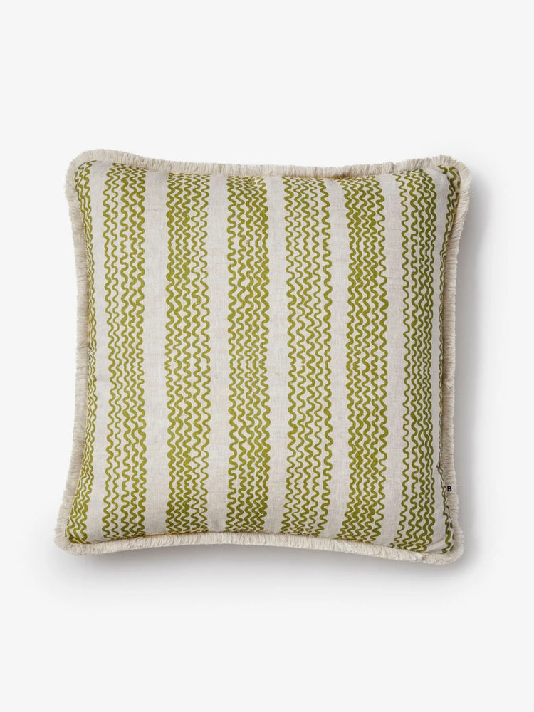 Mini Wave Olive Linen Cushion