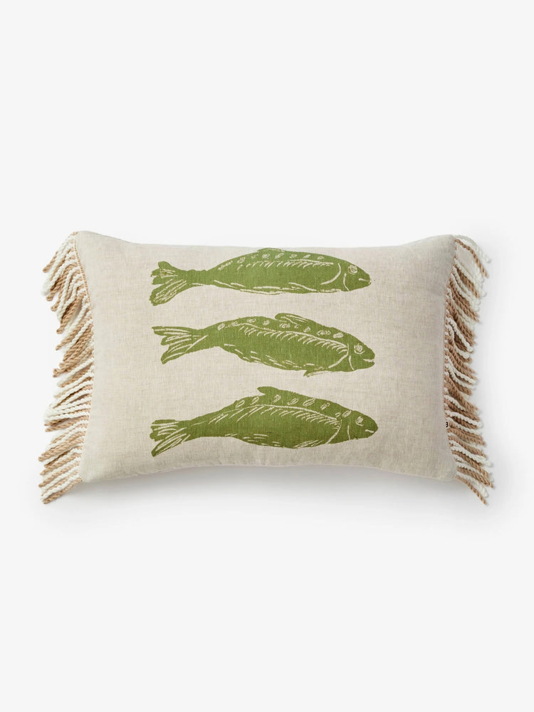 Sardines Khaki Linen Cushion