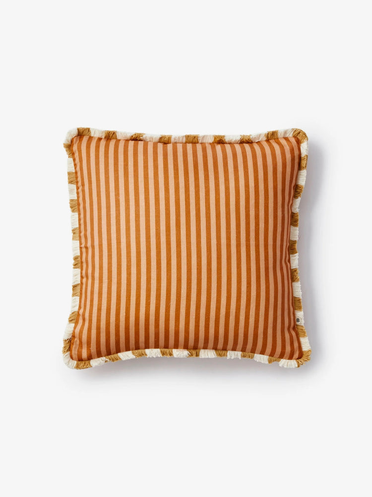 Pinstripe Nutmeg Linen Cushion