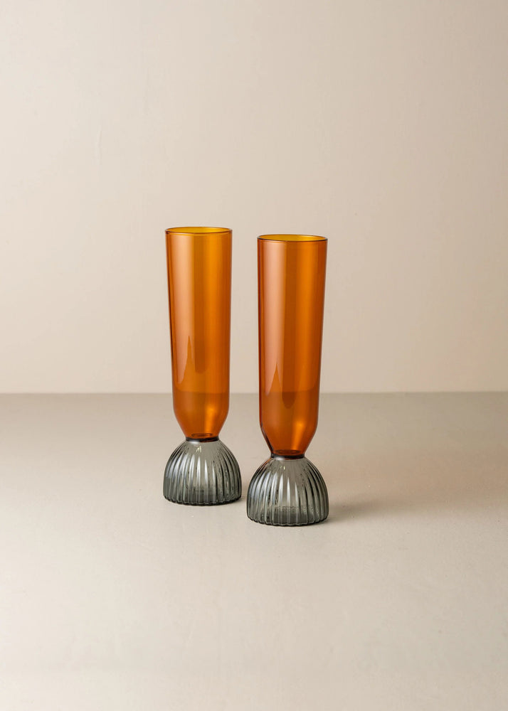 Kairos Champagne Flute | Smoke/Dark Amber | Set of 2