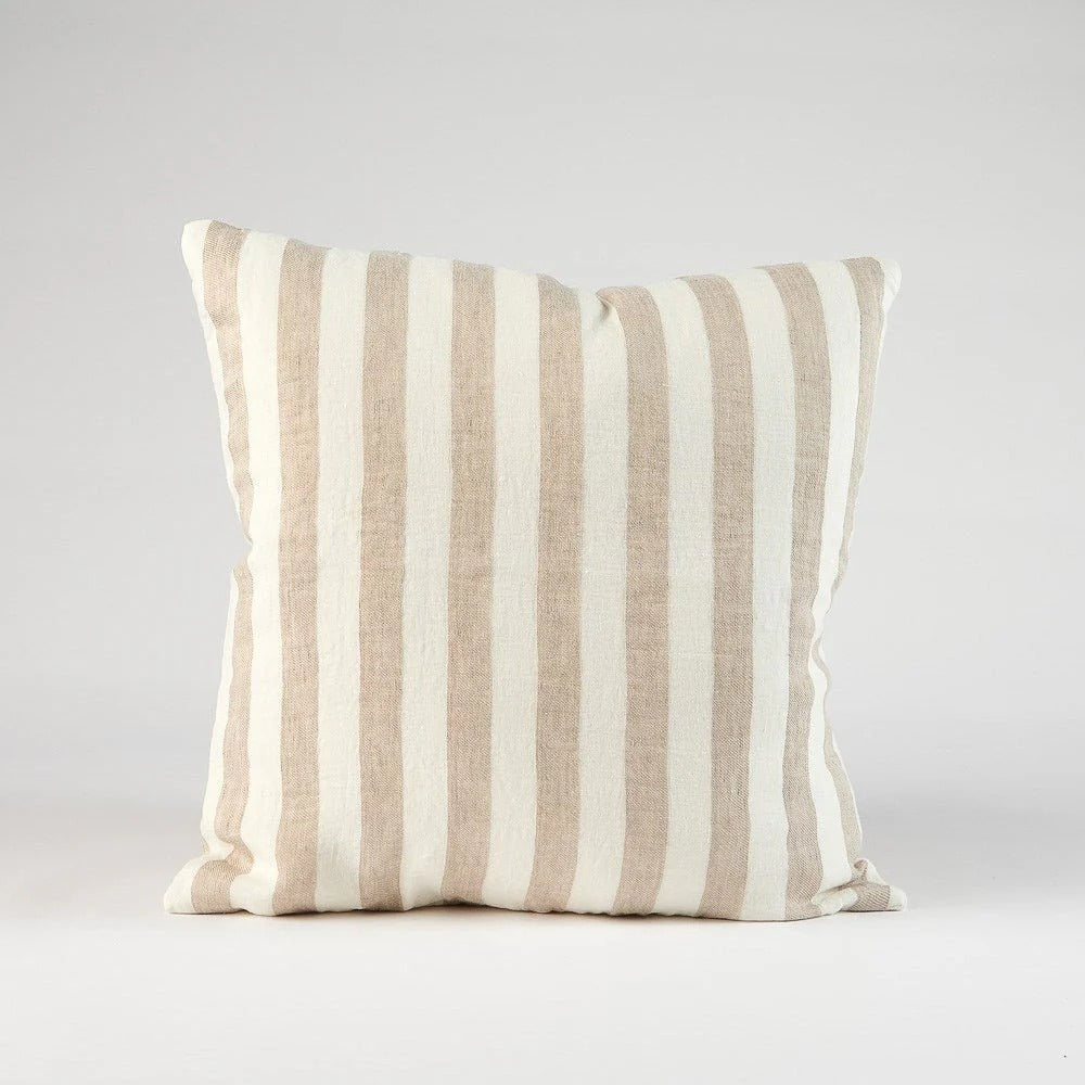 Santi Linen Cushion - Off White/Natural Stripe