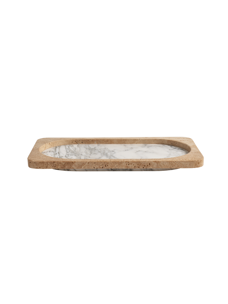 Greg Natale Caldera Tray Arabescato & Travertine