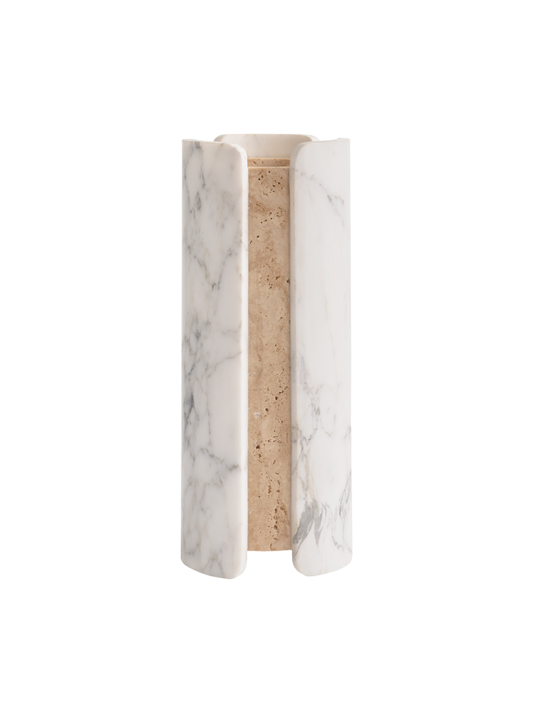 Greg Natale Vent Vase Arabescato & Travertine