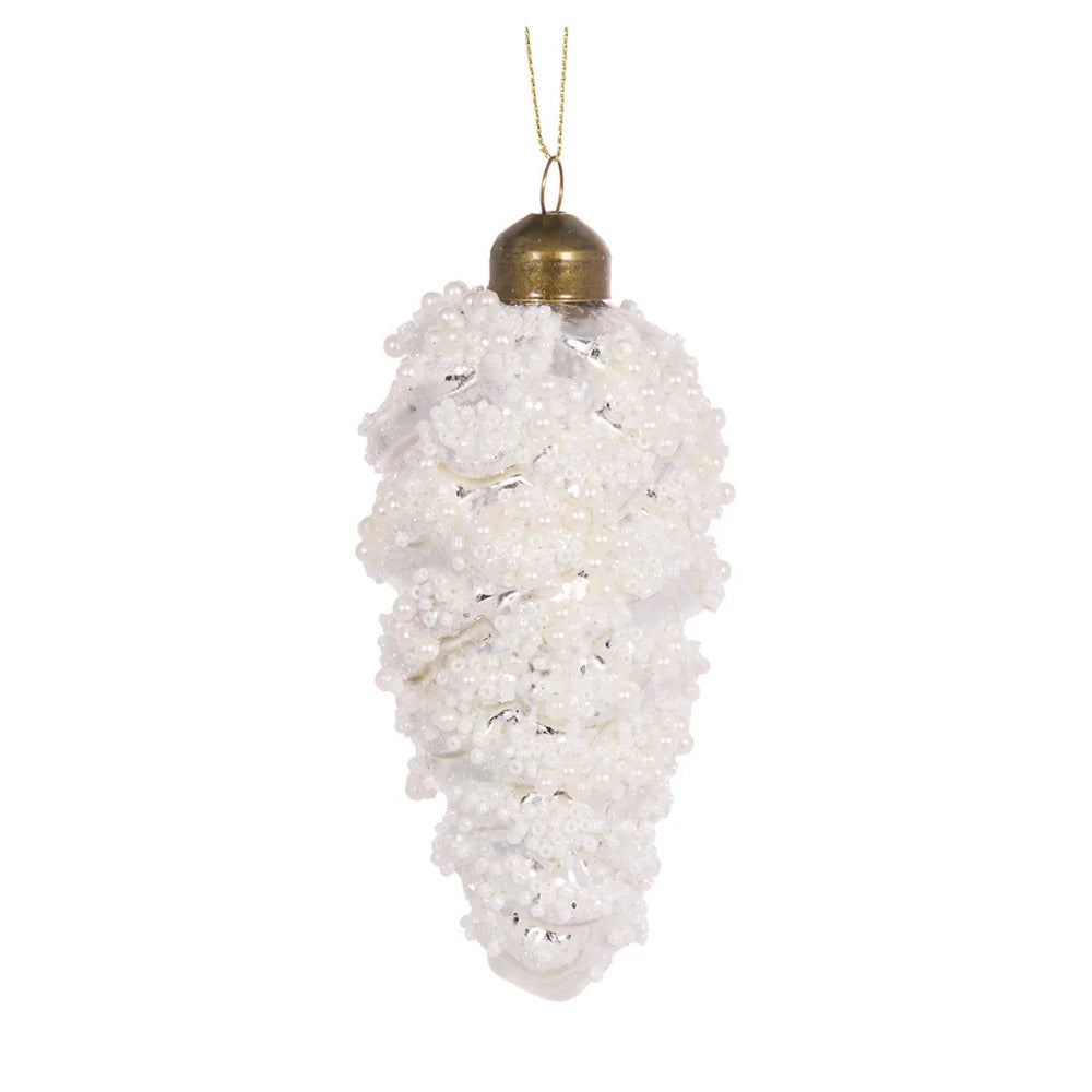 FROSTED PINECONE HANGING