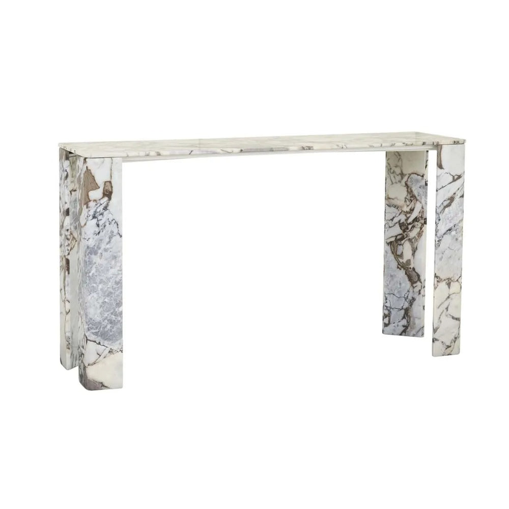 Atlas Slab Console Table - Natural Ocean Marble