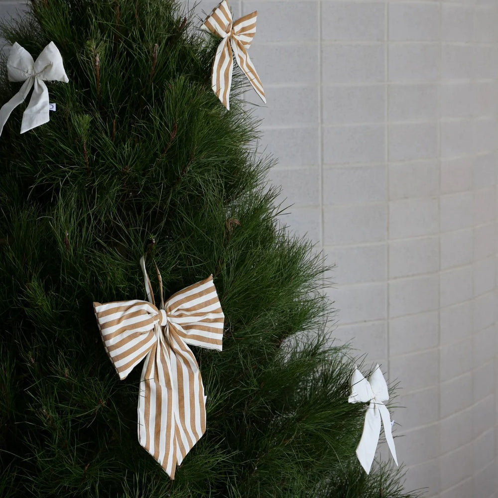 LUVA Hanging Door Bow, Medium Stripe, Cream/Fern
