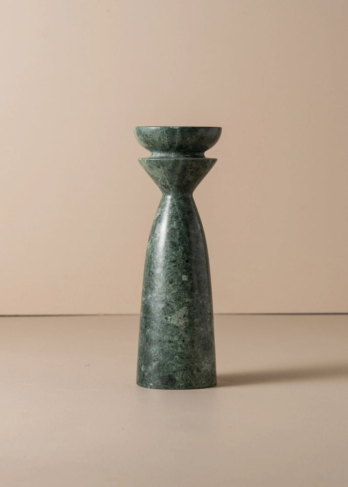 Opus Medium Marble Candle Holder | Green